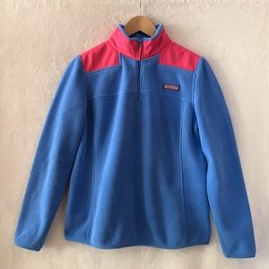 🐳Vineyard Vines Blue/Pink 1/4 Zip Fleece SM